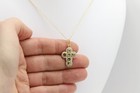 18k Vintage Cross  Natural  Green Tourmaline Yellow and White Gold mat Finish — photo 6