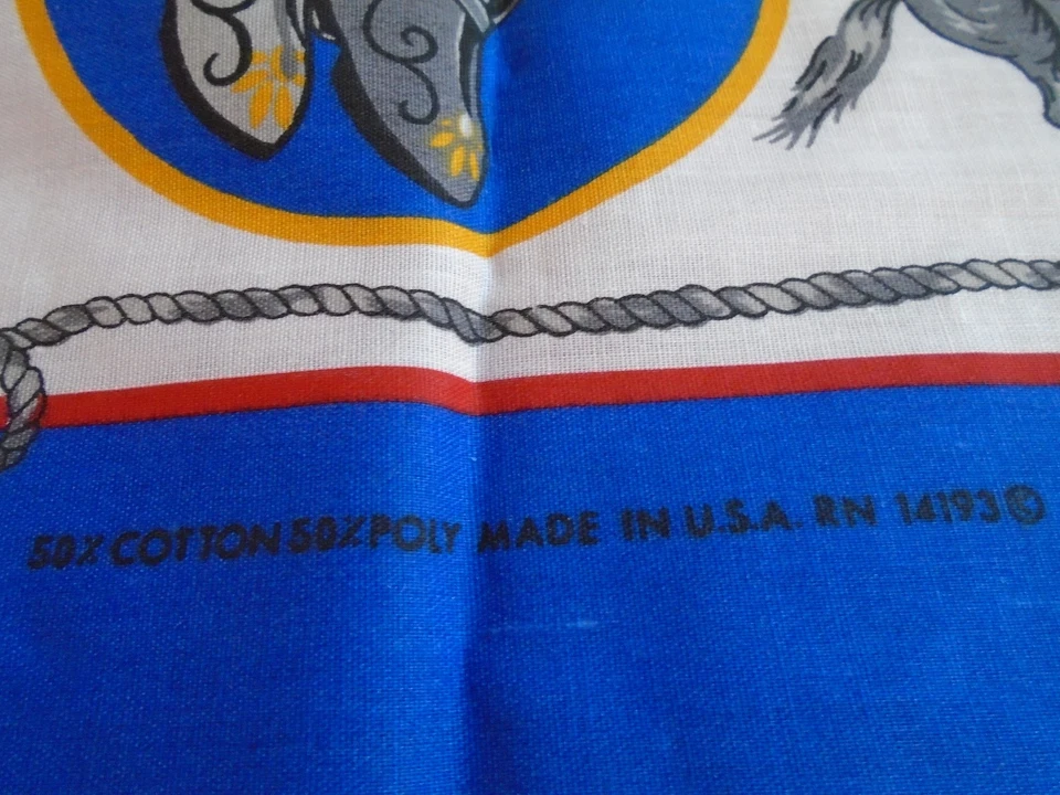 Vintage Blue Rodeo Cowboy Cotton Blend Scarf Neck Wrap - Image 3 of 3