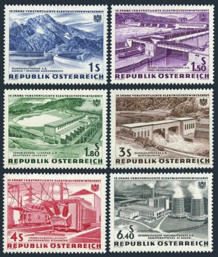 Austria 676-681, nuovo di zecca/mlh 3s. Michel 1103-1008. Centrali idroelettriche, 1962. - Foto 1 di 1
