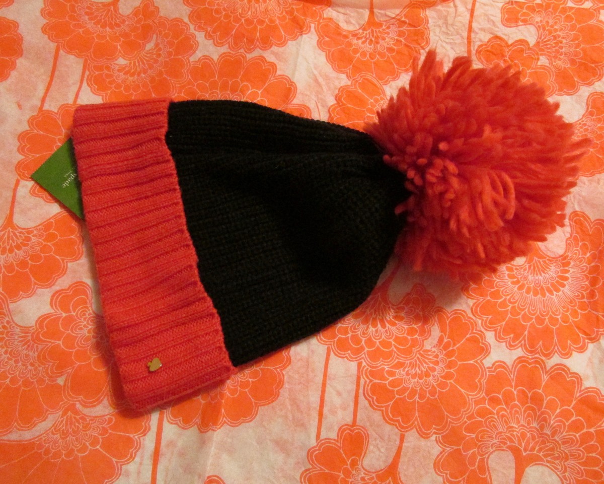 Kate Spade Colorblock Beanie Pink/Blk/Rose/Cream KATE SPADE NEW YORK COLOR BLOCK POM BEANIE WOMEN main image 3