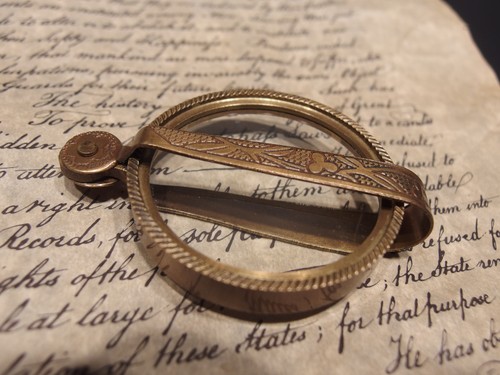 Antique Vintage Style, Brass Pocket Folding Optical Glass Magnifying Lens Loupe