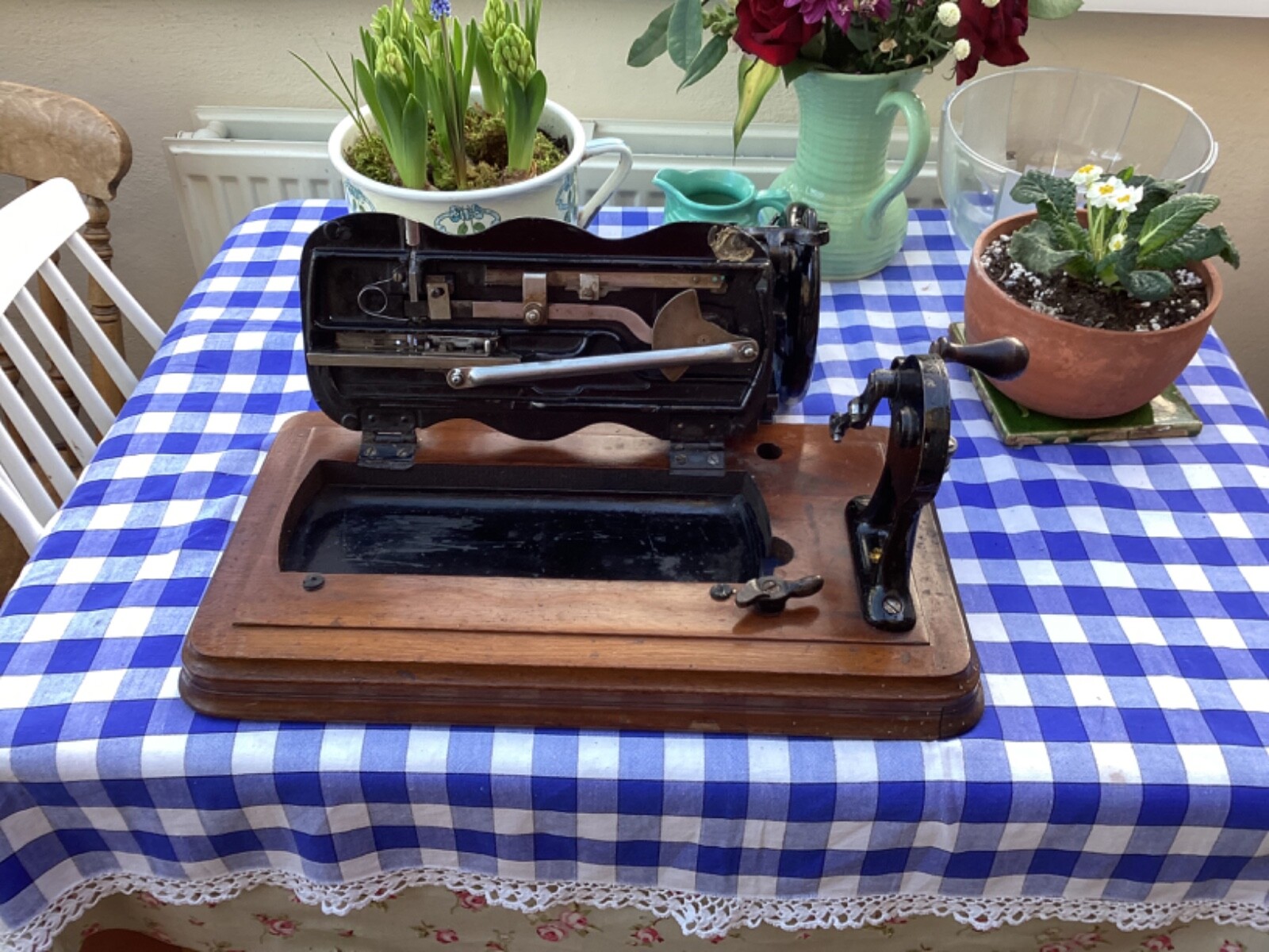 antique bradbury & co sewing machine with wooden case eBay