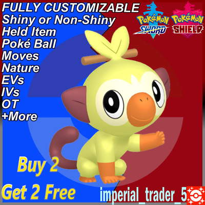 Pokémon Sword and Shield   Shiny Grookey   W/ Best 6IV Customizable