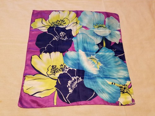 FENNYSUN Silk Multi Color Floral Print square Scarf - Picture 2 of 5