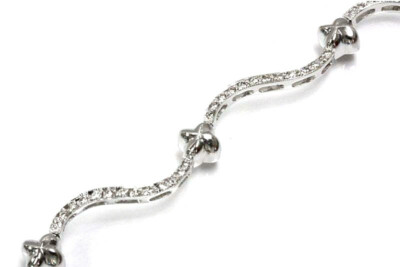 0,75 ctw natürlicher Diamant massiv 14k Weißgold Kleeblatt Schlangenarmband 6-8 Zoll