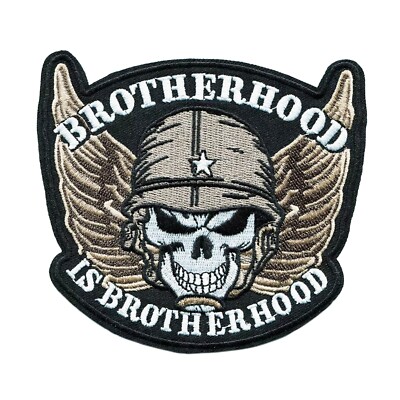Brotherhood Rocker Patch Brotherhood Is Brotherhood Embroidered Iron-On Patch Biker Winged Skull ...