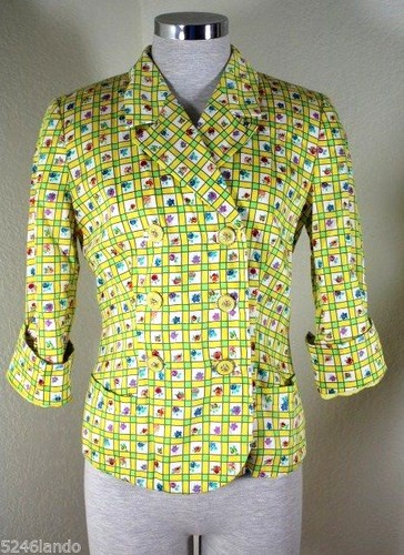 Versus Versace, Vintage Gianni VERSACE Versus Yellow Floral Blazer Jacket Lion S 40 4 5 6