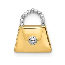 14K Yellow Gold and Rhodium Purse Slide Pendant