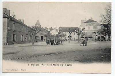 BOLOGNA Haute Marne Postkarte 52 Rathausplatz - Kirche - zentrales Lebensmittelgeschäft