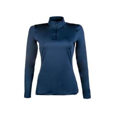 NEW HKM FUNCTIONAL SHIRT  ''SUMMER MILANO'', LADIES EXTRA SMALL, NAVY, FREE SHIP 