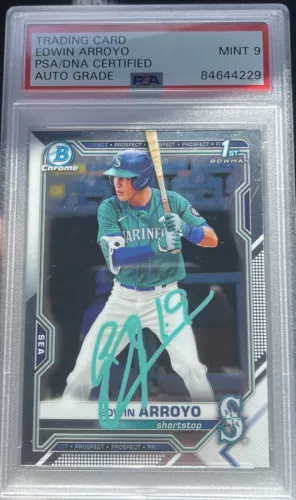 2021 Bowman Chrome Draft Edwin Arroyo Signed Auto PSA/DNA Mint 9 Autograph