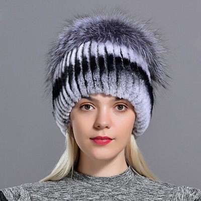 Damen Echt Kaninchenfell Fell Hat Cap Kaninchen Pelz Hut Mütze Winter Kappe