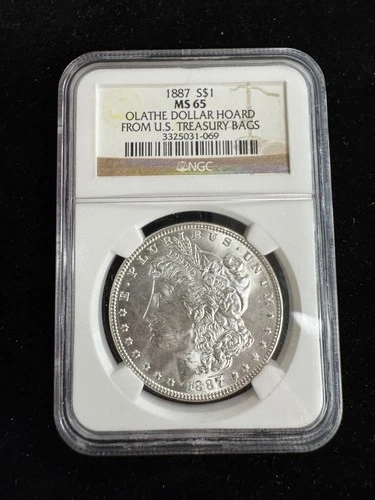 1887 Morgan Dollar NGC MS65 – Olathe Dollar Hoard – Beautiful White Luster NR