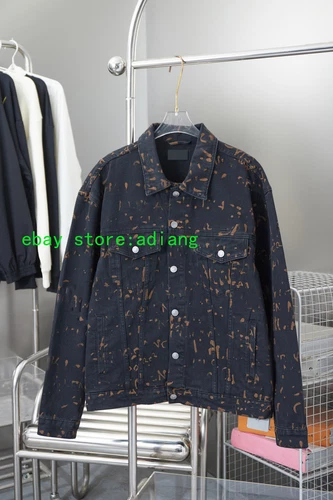 Negro Graffiti Denim Solapa Informal Suelto Chaqueta Moda Abrigo Mujer y Hombre 2025 - Imagen 2 de 2