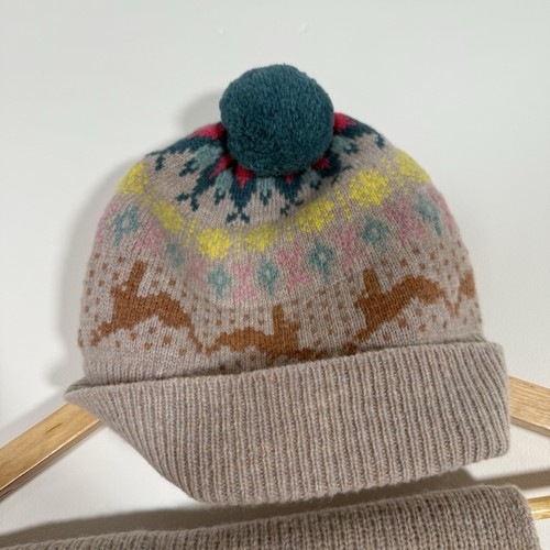 White Stuff Lammwolle gestrickt nordisch Schal & Mütze Set sehr guter Zustand - Bild 7 von 9