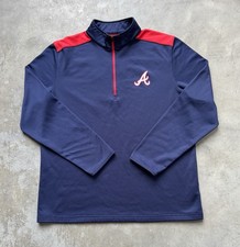 Atlanta Braves MLB Baseball Quarter 1/4 Zip Fleece Pullover Sweatshirt Men’s XL