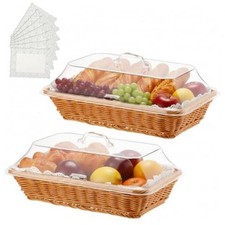 2 Packs Bread Baskets for Serving with 14.17x10.24x2.56 inch, 11.81x15.75 inch