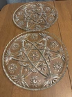 Vintage Anchor Hocking star and fan pattern, Early American Prescut 2 plates 11"
