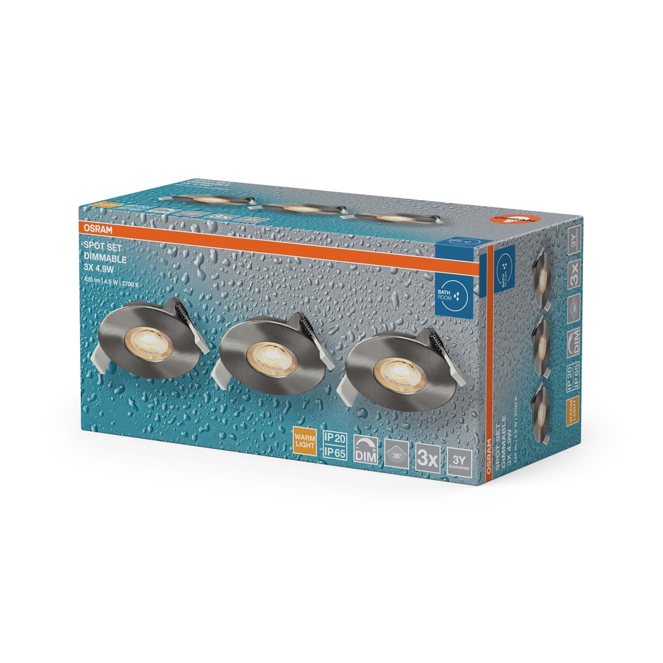 Spot Set Spot LED encastrable DIM IP65 4,9 W nickel satiné