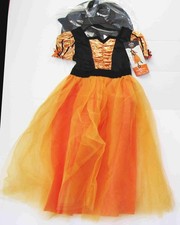 FANCY WITCH Halloween Costume Dress Hat Age 3 Size 4-7 Small NWT Orange Pumpkin