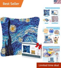 Creative Starry Sky Latch Hook Kit for Home Decor - 17x17in DIY Pillow Project
