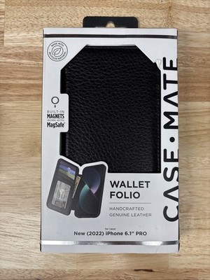Case-Mate Genuine Leather Wallet Folio MagSafe Case for iPhone 14 Pro - Black