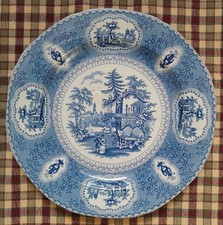 Vintage Collector Ringtons Plate Tranquil Garden Blue White Scene Quick Posting