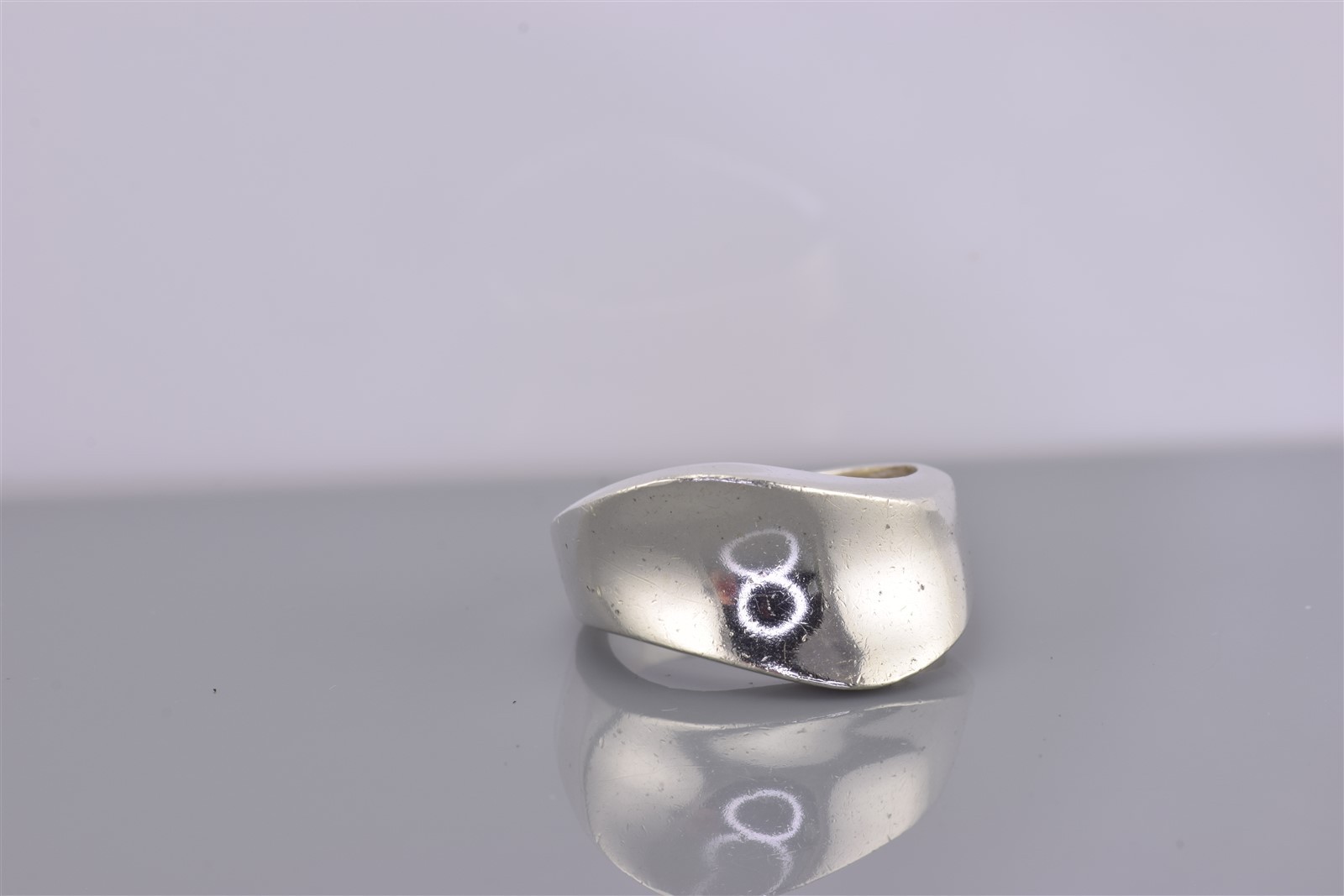 Sterling Silver Solid Wavy Concaved Modernist Ban… - image 7