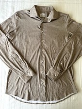 Emanuel Berg Polo Shirt Men s Medium 40cm 15 3/4 Long Sleeve Brown