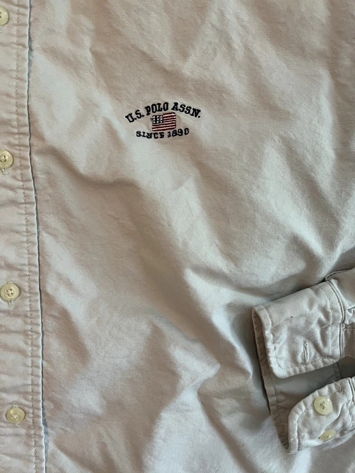 Мужская рубашка Us Polo Association с длинным рукавом на пуговицах размер XL бежевая - Изображение 3 из 4