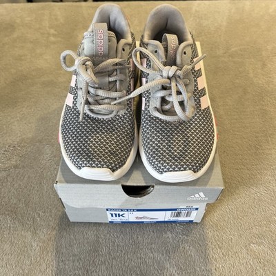 NEW Girl's Gray And Pink Adidas Lite Racer 2.0K FW4789 Athletic Shoes Size 11k