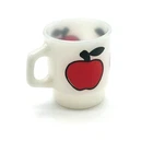 Vintage Fire-King Milk Glass Apple Mug White Red Apple Coffee Cup USA Retro