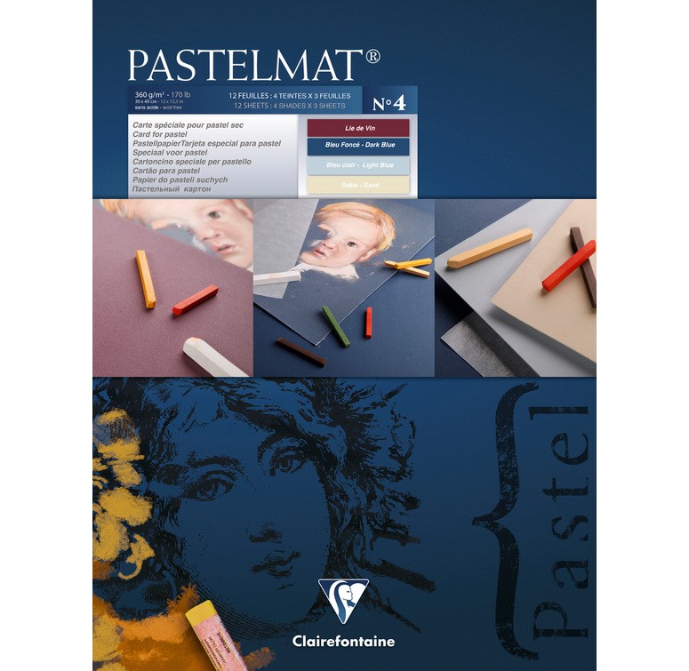 Papier Pastelmat 18x24 cm 360g bleu clair fixant les pigments sans saturation