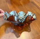 Carnival Glass Decorative Bowl, Iridescent Silver with Ruffled Edge — photo 2