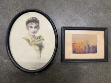 Lot of 2 Antique Photos  “Gibson Girl” in Oval Frames – Ragnvald Magnusson Style