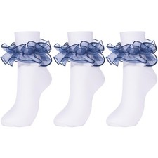 Big Ruffle Socks With Turn Cuff And Double Lace Hosiery For Women Girls