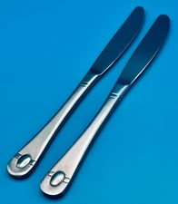 2 Oneida SATIN JUPITER Dinner Knives 9" Stainless Flatware Silverware
