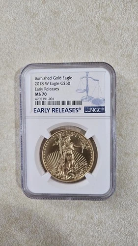 2018 W BURNISHED $50 GOLD AMERICAN EAGLE 8518 MINTED 1oz NGC MS 70 EARLY RELEASE