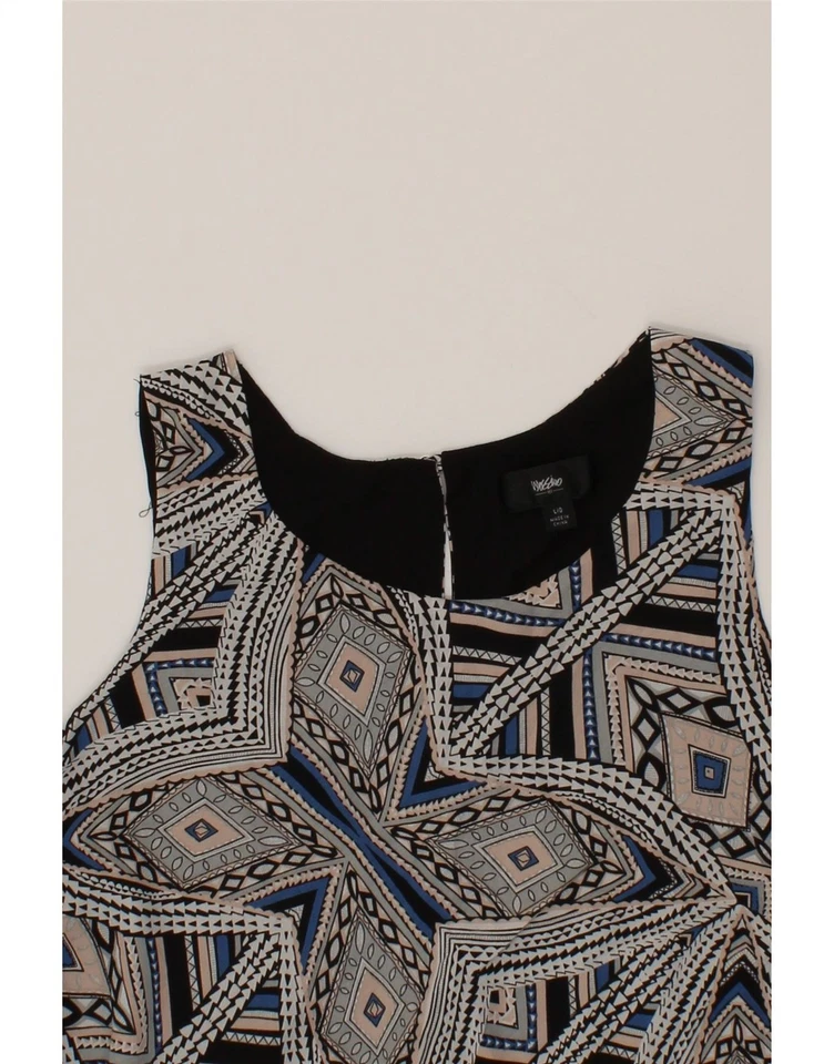 Blusa Top MOSSIMO Mujer Sin Mangas Reino Unido 16 Grande Negra Poliéster Geométrico CQ14 Foto 3 de 3