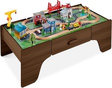 Large 50in 35Piece Train Table Multipurpose Wooden Toy Activity Playset Children