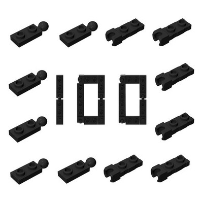 100 Pcs Classic Black Ball Joints Building Blocks, Plate Special 1x2 with 5.9mm