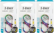Nite Ize S-Biner SlideLock Stainless Steel Carabiner 2 - Spectrum 3-Pack 