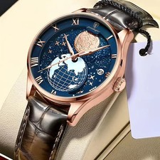 Luxury Men Quartz Watch Multifunctional Display Sun Moon Stars Date Luminous