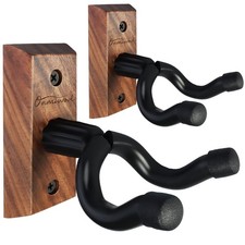 Guitar Wall Mount 2 Pack, Black Walnut Wood Guitar Hanger, U-Shaped Guitar Wa...