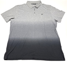 Travis Mathew Polo Shirt Mens XL Heather Gray Black Striped Pima Cotton Golf