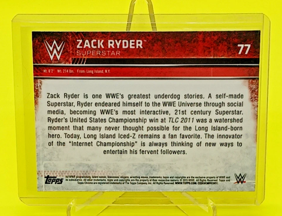 2015 Topps Chrome WWE Zack Ryder Refractor #77 - Image 2 of 2