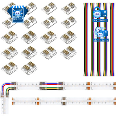 Connector Kit 6pin 12mm RGBCCT 18pcs Transparent 15cm 24AWG Verlängerungskabel