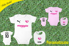 BODY BAVAGLINO NEONATO PALERMO PERSONALIZZATO CON NOME BIANCO O ROSA IDEA REGALO