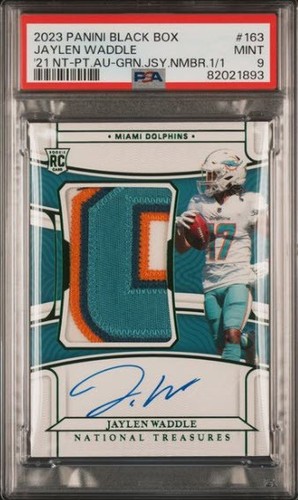 2023 Panini Jaylen Waddle 1/1 NFL Shield Patch Auto PSA 9 RC 🔥