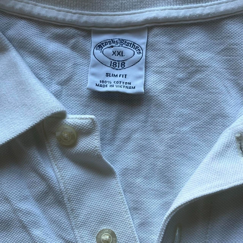 Polo vintage blanco Brooks Brothers calce ajustado XXL para hombre, polo de rugby 100 % algodón Foto 4 de 4